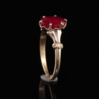 Antique Victorian 10K Yellow Gold Burmese Ruby Engagement Ring