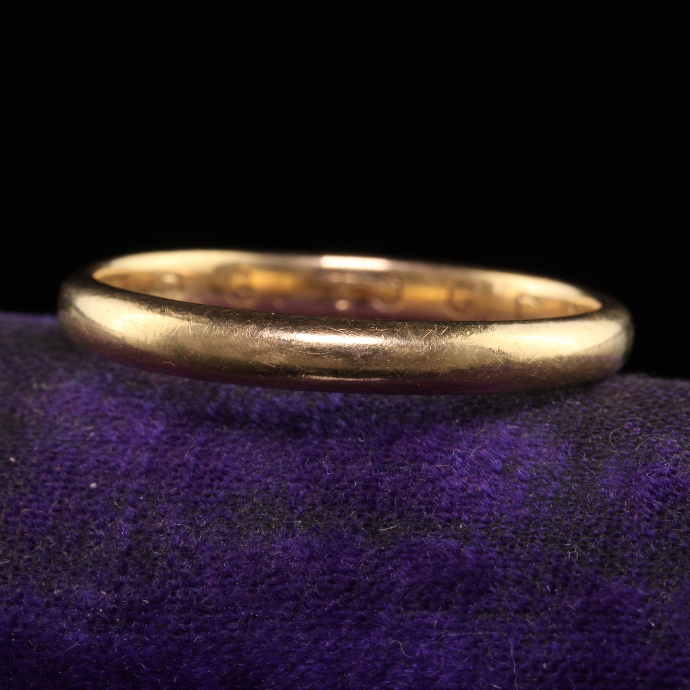 Antique Art Deco 18K Yellow Gold Classic Engraved Wedding Band - Size 13
