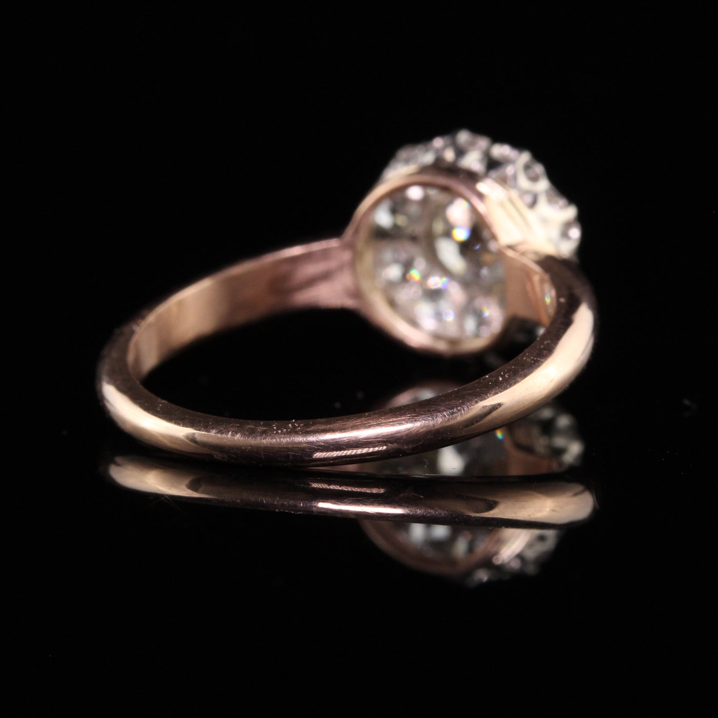 Antique Art Deco 14K Rose Gold Old European Diamond Engagement Ring - GIA