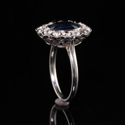 Antique Edwardian Platinum Natural No Heat Sapphire Diamond Engagement Ring