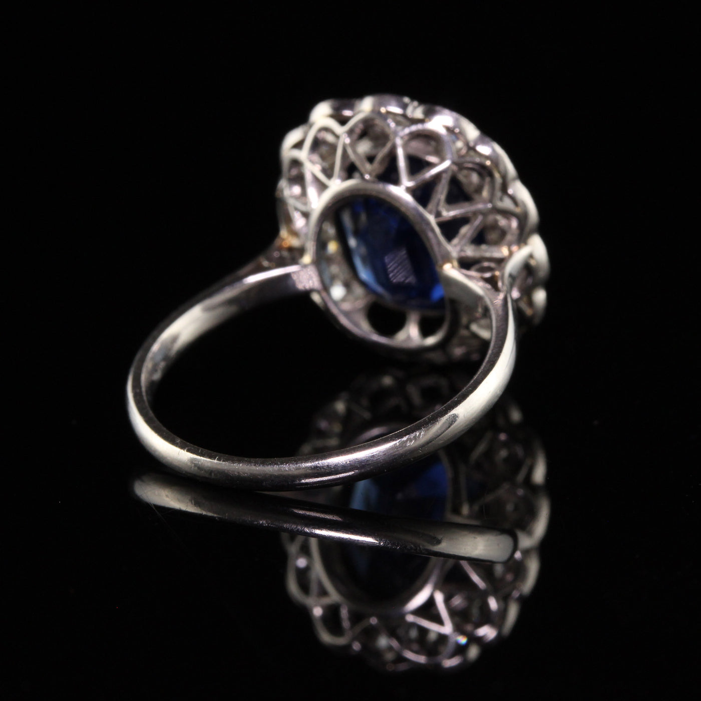 Antique Edwardian Platinum Natural No Heat Sapphire Diamond Engagement Ring