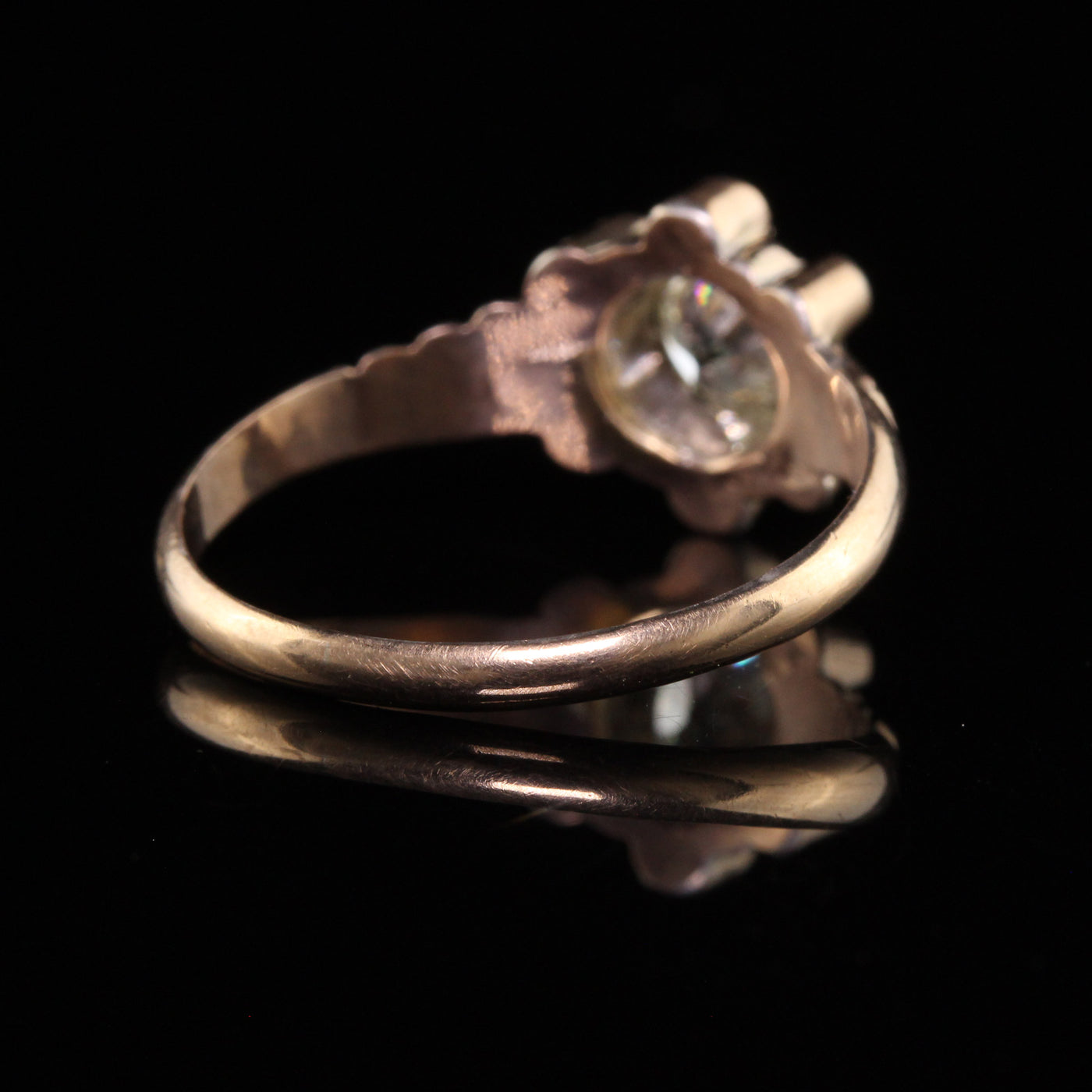 Antique Victorian 14K Yellow Gold Old European Diamond Engagement Ring - GIA
