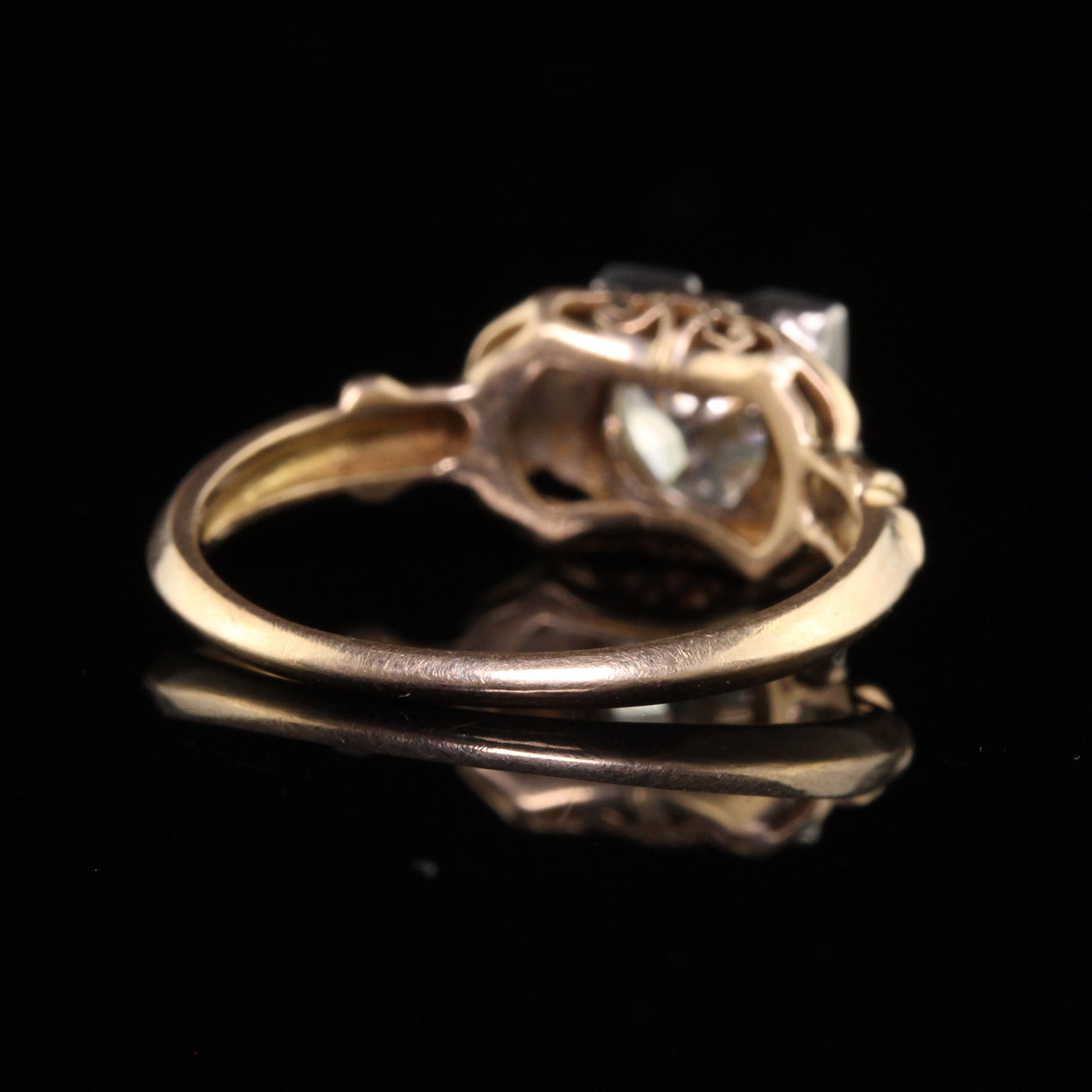 Antique 18K and 14K Yellow Gold Old Euro Diamond Engagement Ring