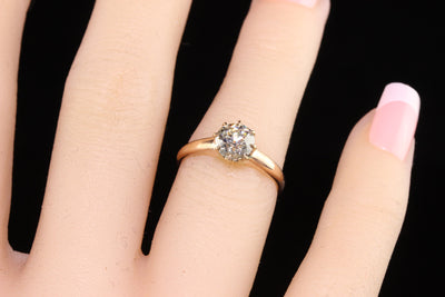 Antique Art Deco 14K Rose Gold Old European Cut Diamond Engagement Ring