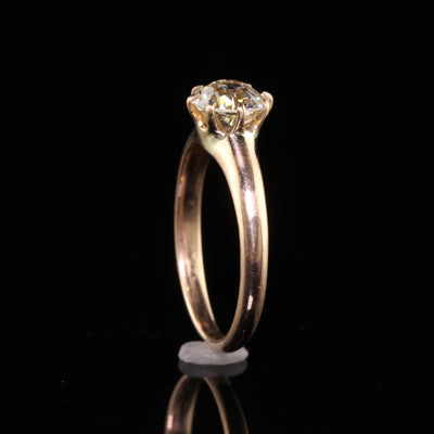 Antique Art Deco 14K Rose Gold Old European Cut Diamond Engagement Ring