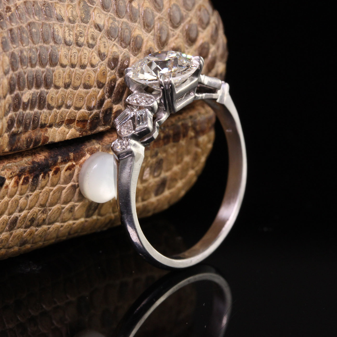 RESERVED - Antique Art Deco Platinum Old European Diamond Engagement Ring
