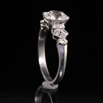 RESERVED - Antique Art Deco Platinum Old European Diamond Engagement Ring