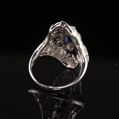 Antique Art Deco 14K White Gold Rose Cut Diamond Filigree Shield Ring