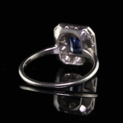 Antique Art Deco Platinum No Heat Sapphire Diamond Engagement Ring