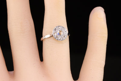 Antique Art Deco French Platinum Rose Cut Diamond Engagement Ring