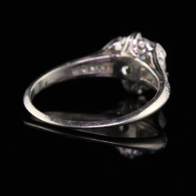 Antique Art Deco Platinum French Cut Diamond Old European Cut Engagement Ring