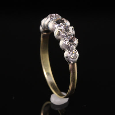 Antique Georgian 18K Yellow Gold and Silver Old Cut Diamond Band