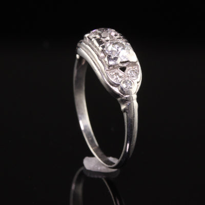 Antique Art Deco Platinum Two Stone Old Mine Diamond Ring
