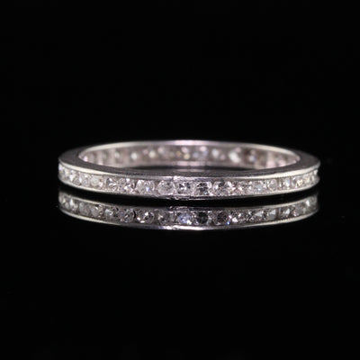 Antique Art Deco Platinum Single Cut Diamond Eternity Wedding Band - Size 6 1/2