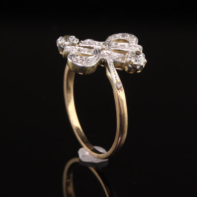 Antique Edwardian 18K Yellow Gold Platinum Top Old Mine Diamond Ring