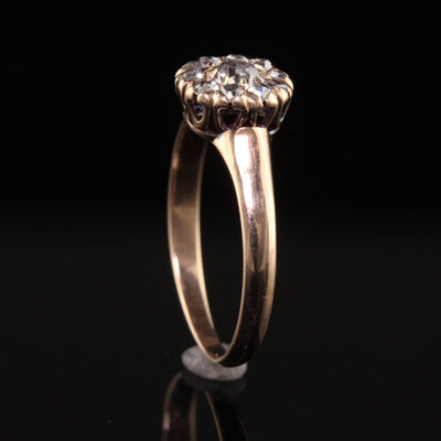 Antique Victorian 10K Yellow Gold Old Mine Rose Cut Diamond Engagement Ring