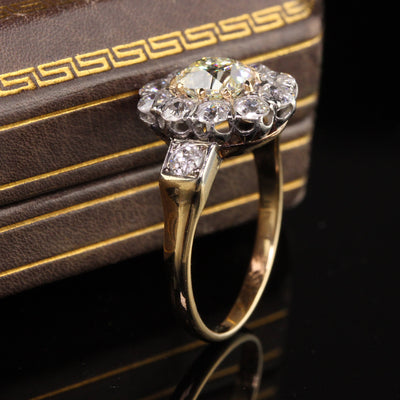 Antique Edwardian French 18K Yellow Gold Old Mine Diamond Engagement Ring