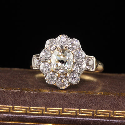 Antique Edwardian French 18K Yellow Gold Old Mine Diamond Engagement Ring
