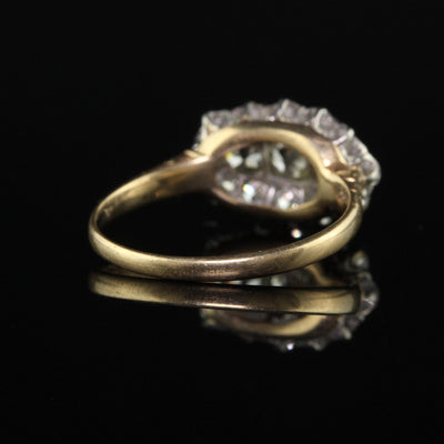 Antique Art Deco 14K Yellow Gold Old Mine Cut Diamond Cluster Ring