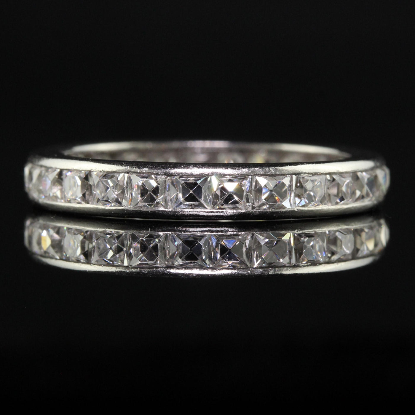 Antique Art Deco Tiffany and Co Platinum French Cut Diamond Eternity Band