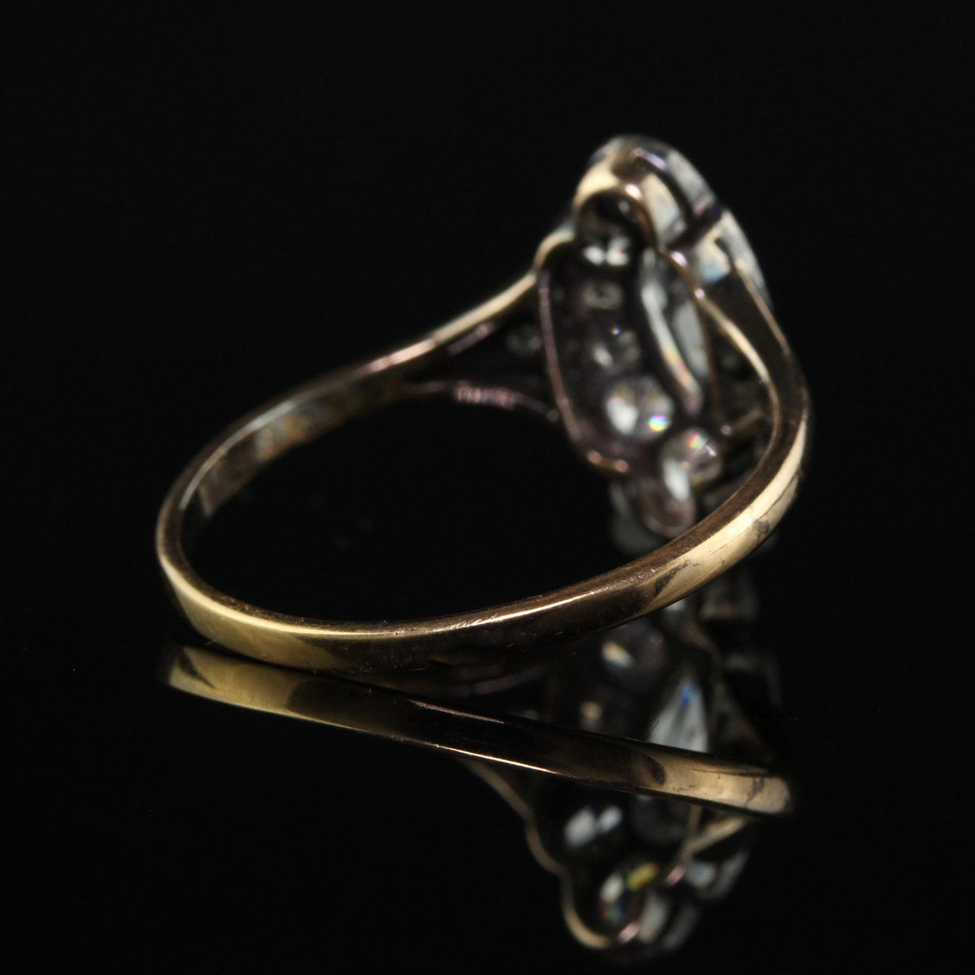 Antique Victorian Russian 14K Yellow Gold Old Cut Diamond Engagement Ring