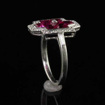 Antique Art Deco Cartier Platinum Burmese Ruby and Diamond Ring