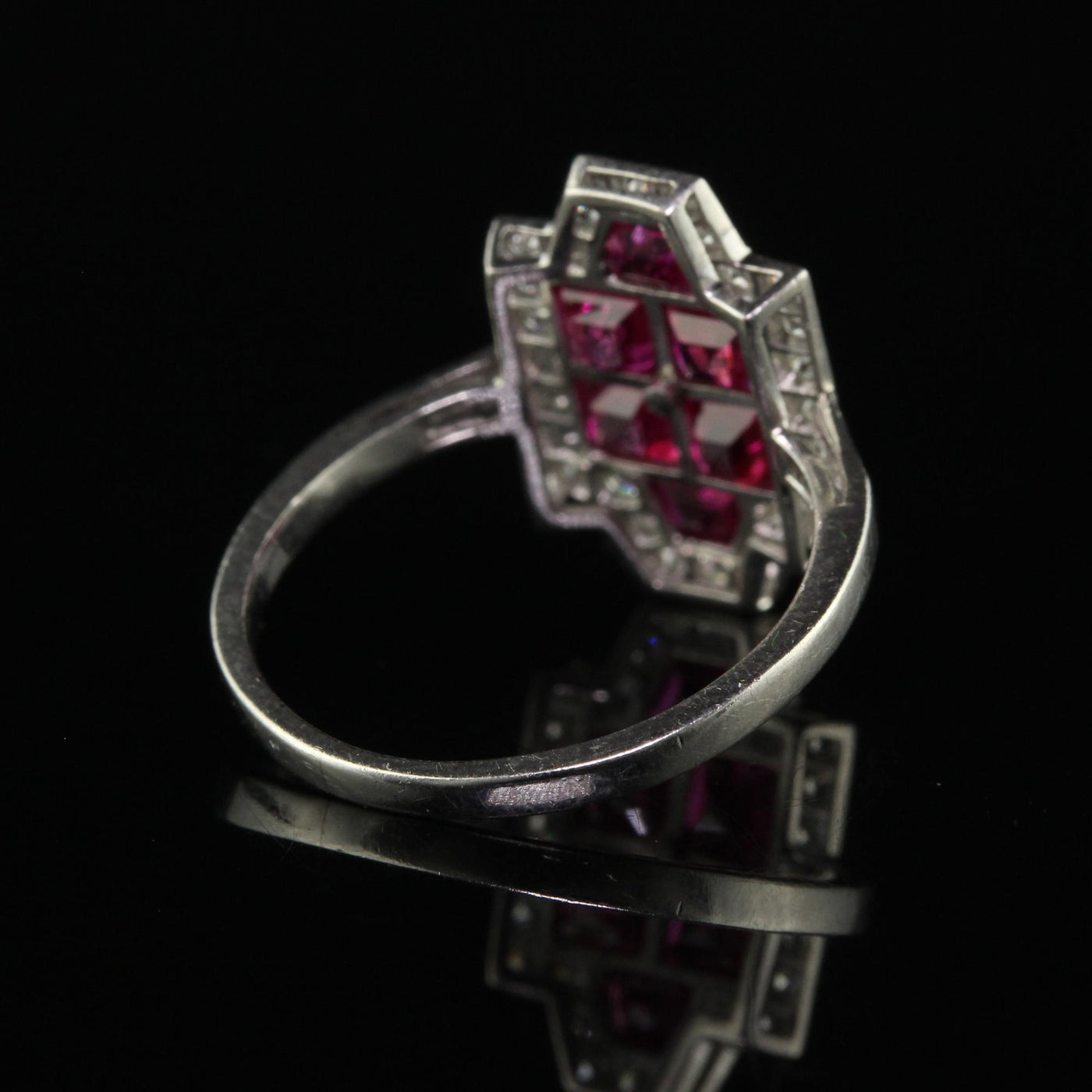 Antique Art Deco Cartier Platinum Burmese Ruby and Diamond Ring