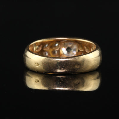 Antique Art Deco 18K Yellow Gold French Old Mine Diamond Band Ring