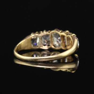 Antique Victorian 18K Yellow Gold Old Mine Cut Diamond Five Stone Ring