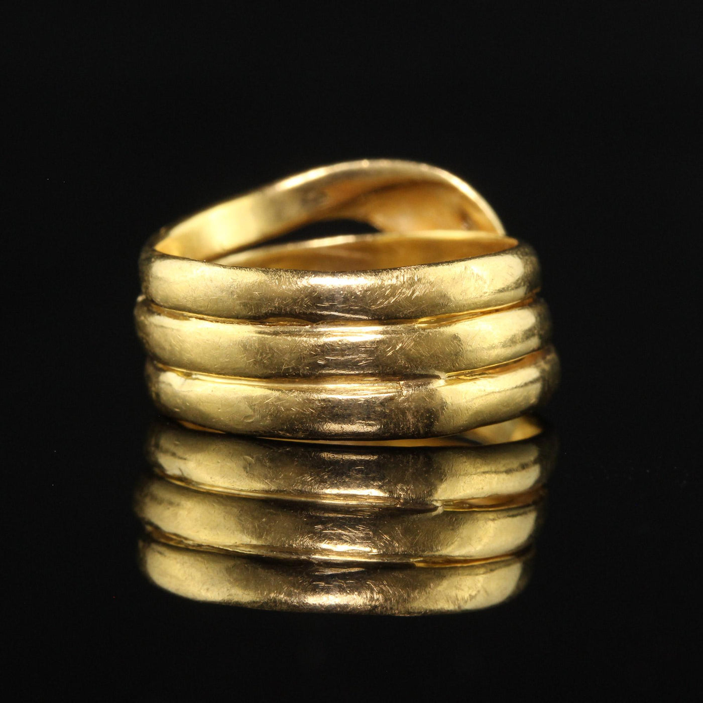 Antique Victorian 18K Yellow Gold Diamond Coiled Snaked Ring