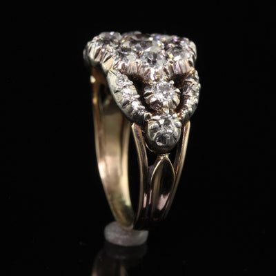 Antique Georgian 18K Gold Silver Top Old Mine Diamond Cluster Engagement Ring