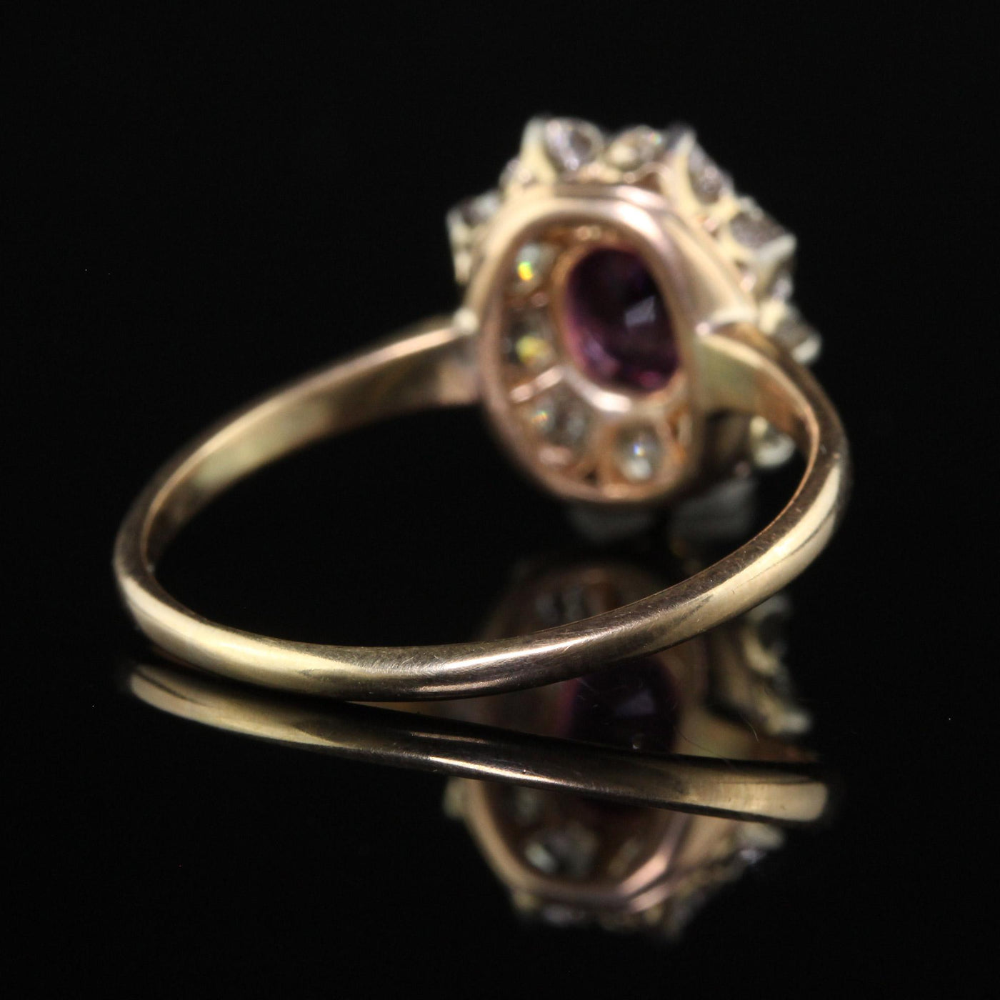 Antique Art Deco 14K Yellow Gold Old Euro Diamond Sapphire Engagement Ring - GIA
