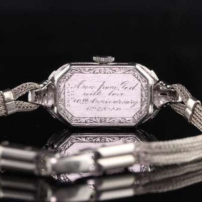 Antique Art Deco Platinum Birks Baguette Diamond Ladies Dress Watch