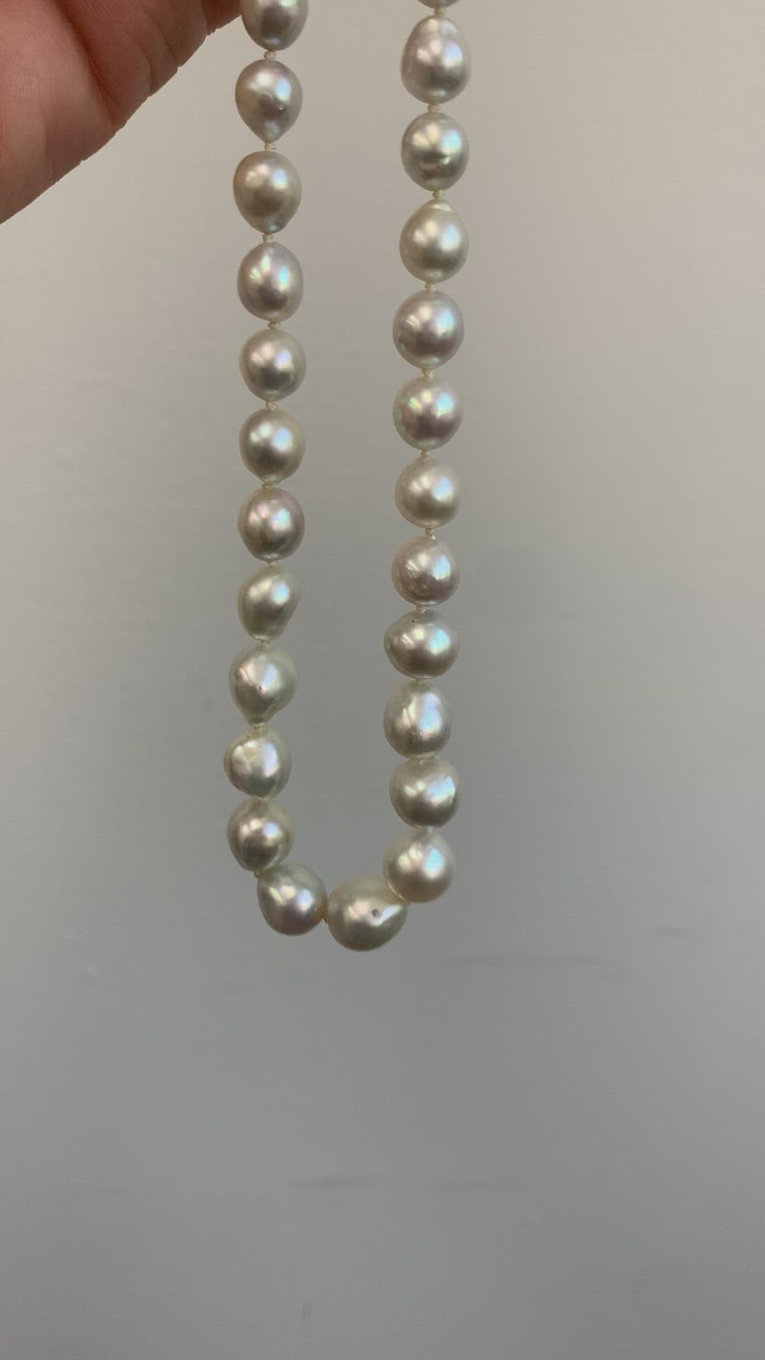 Antique Art Deco Saltwater Akoya Pearl Necklace with Platinum Diamond Clasp - GIA!