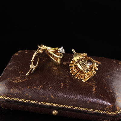 Cartier Vintage 18 Karat Yellow Gold Diamond Earrings