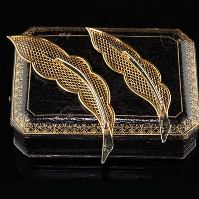 Van Cleef & Arpels 18 Karat Yellow Gold Feather Pin Set